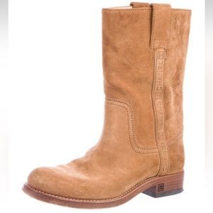 🌙 CHANEL TAN MID CALF CC SUEDE BOOTS 🌙